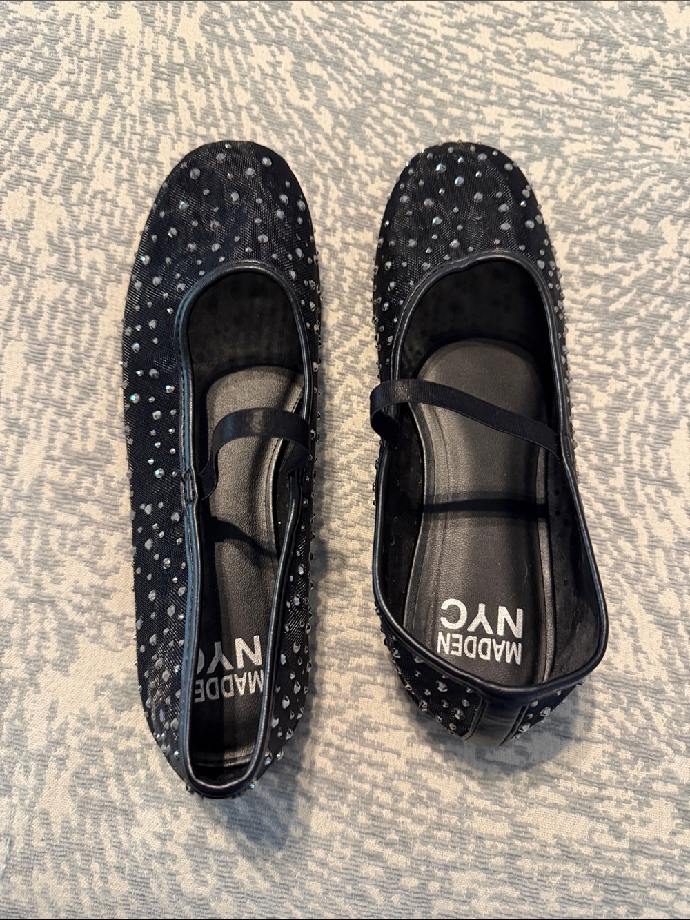 Black Embellished Mary Jane Flats